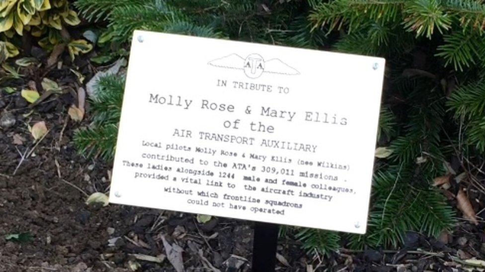 Molly Rose and Mary Ellis plaque