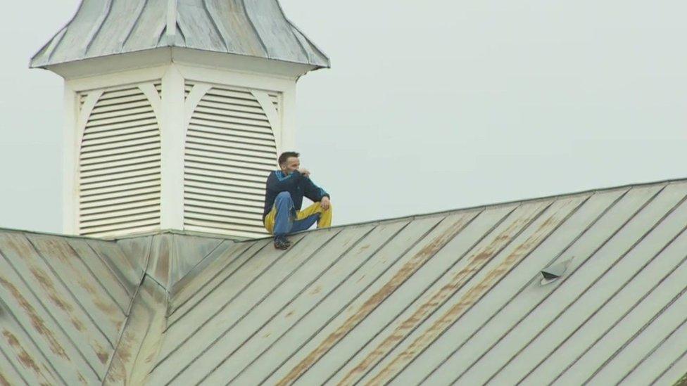 Stuart Horner on roof of HMP Manchester