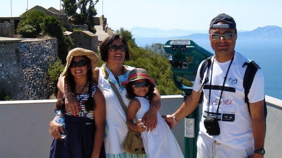 Jiya and her family in Gibraltar