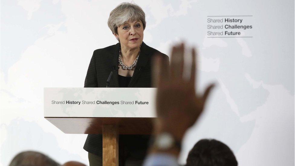 Theresa May answers questions after her speech in Florence, Italy