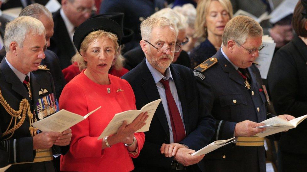 Jeremy Corbyn stands among guests at St Paul's Cathedral and does not sing God Save the Queen.