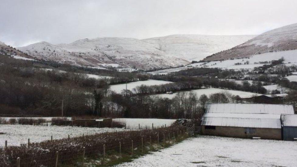 Black mountains covered