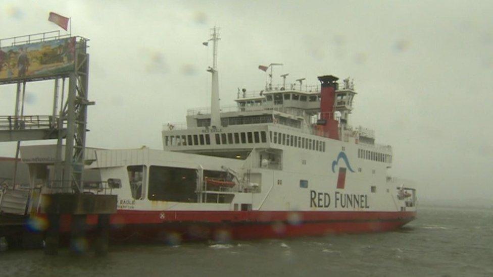 Red Funnel Red Eagle ferry in port