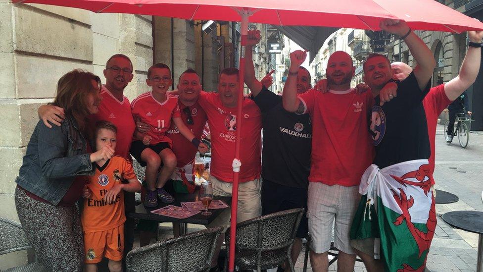 Wales fans enjoy the atmosphere in Bordeaux