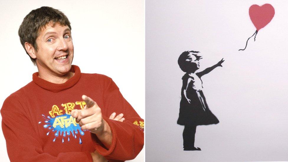 Neil Buchanan and a Banksy artwork