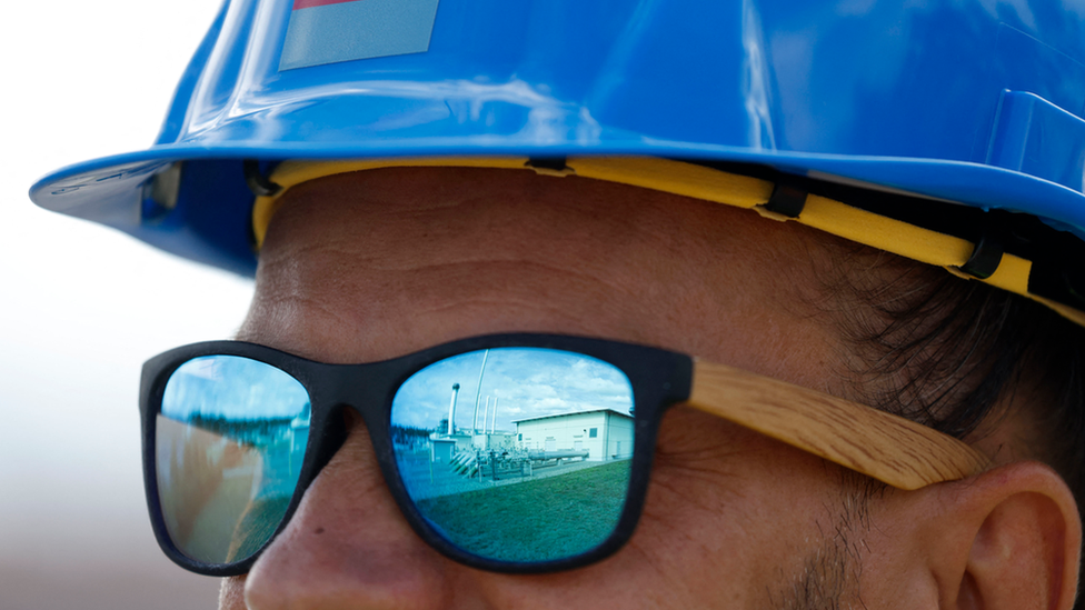 Gas worker in hard hat