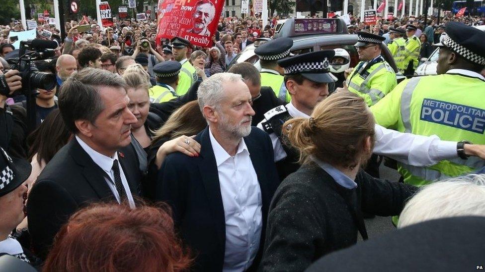 Jeremy Corbyn at rally in Parliament Square