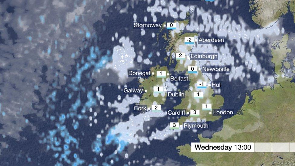 UK temperature chart for Wednesday