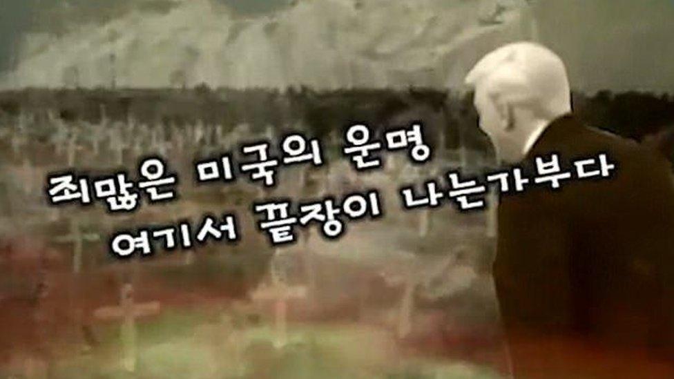 In Pyongyang's most recent propaganda video, Trump is pictured in a cemetery