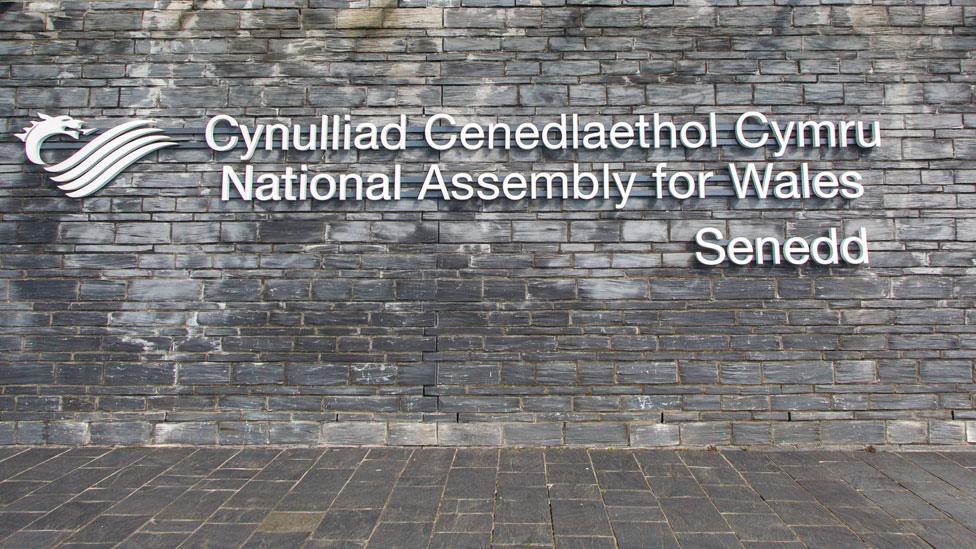 Senedd building sign