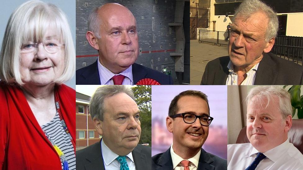 (clockwise from left) Ann Clwyd, Albert Owen, Glyn Davies, Guto Bebb, Owen Smith, Ian Lucas