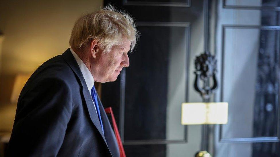 Boris Johnson leaves for PMQs in July 2022