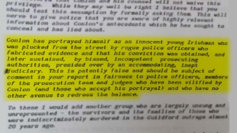 "Conlon's membership of the IRA", Richard Barratt letter, 19 February 1994