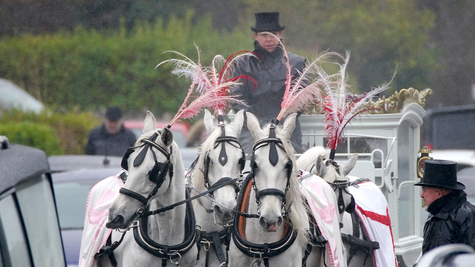 The funeral cortege for Elle Edwards arrives