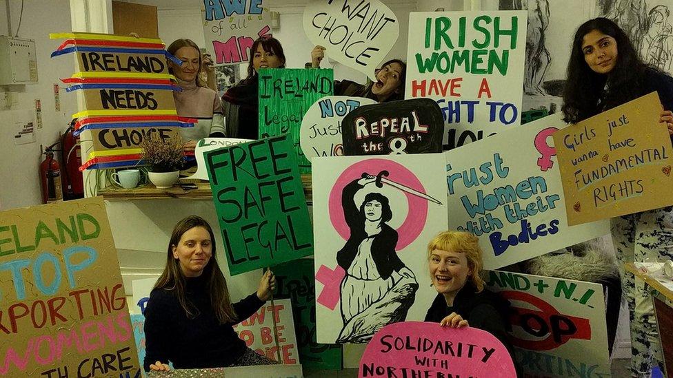 Women with placards