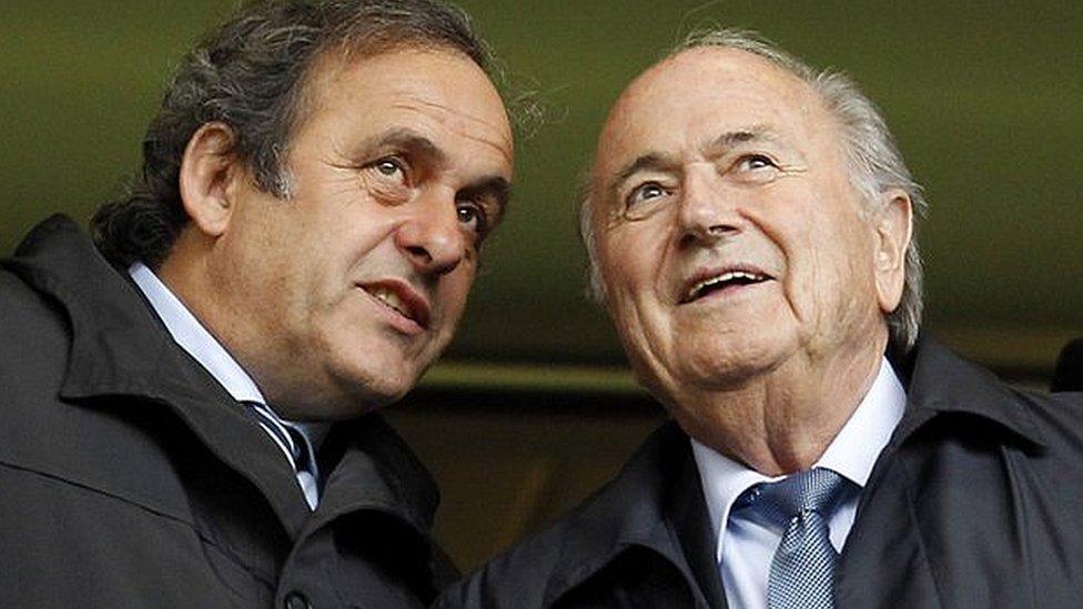 Michel Platini and Sepp Blatter
