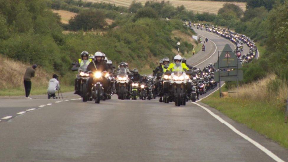 Triumph motorcycle parade