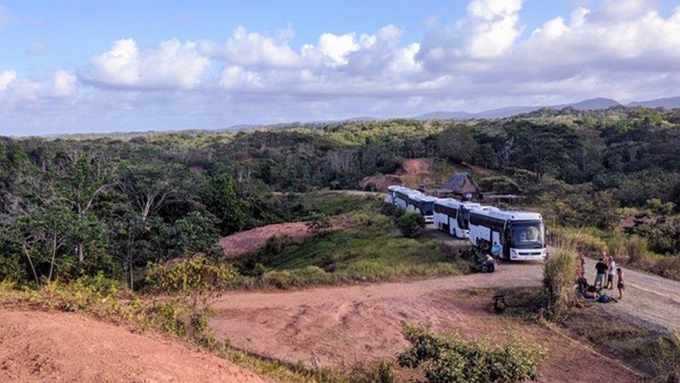 Buses that were meant to take the festival’s attendees to Panama City