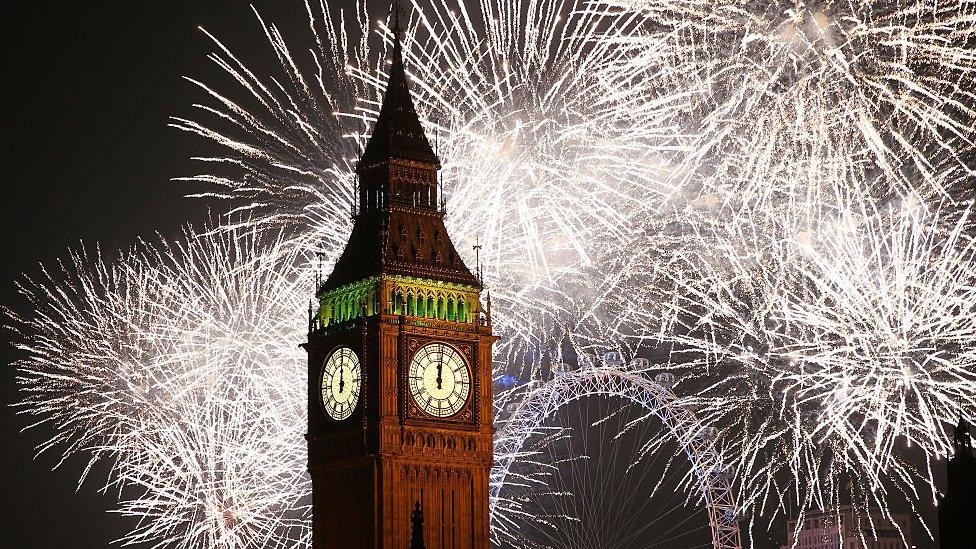 fireworks over big Ben