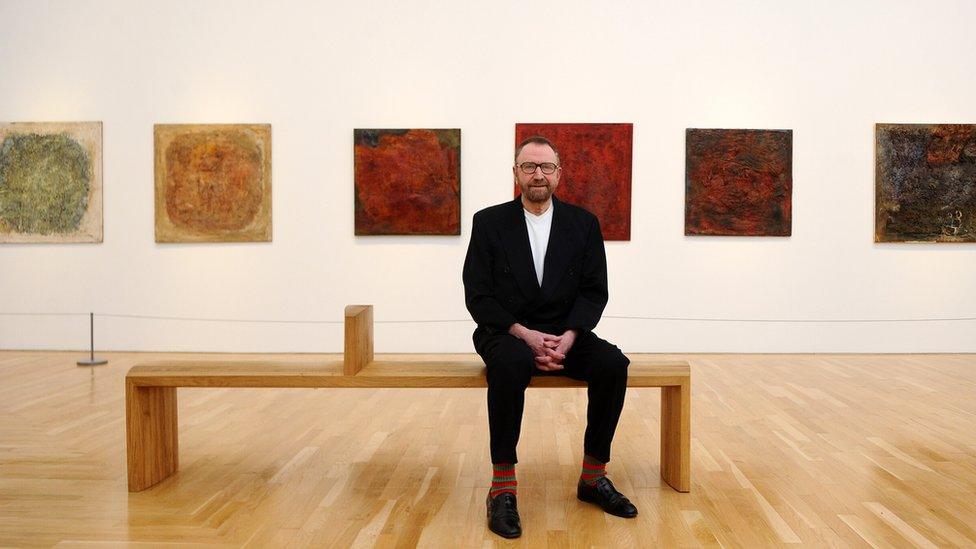 Penarth-based artist Ivor Davies with his 2015 exhibition at Cardiff's National Museum