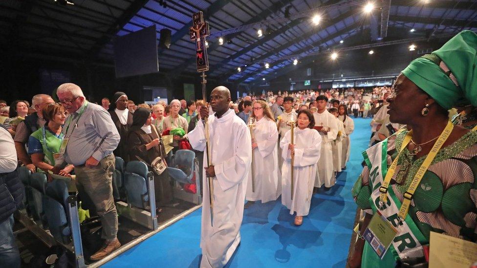 A general view of the opening ceremony of the World Meeting of Families at the RDS in Dublin