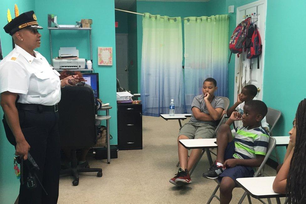 Captain Wimberly answers students questions