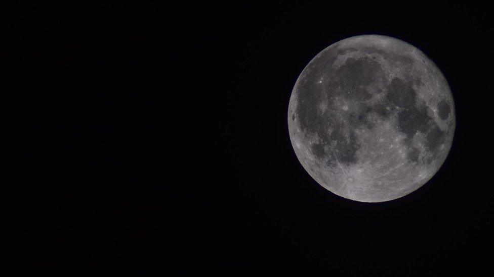 A still shot of the grey supermoon