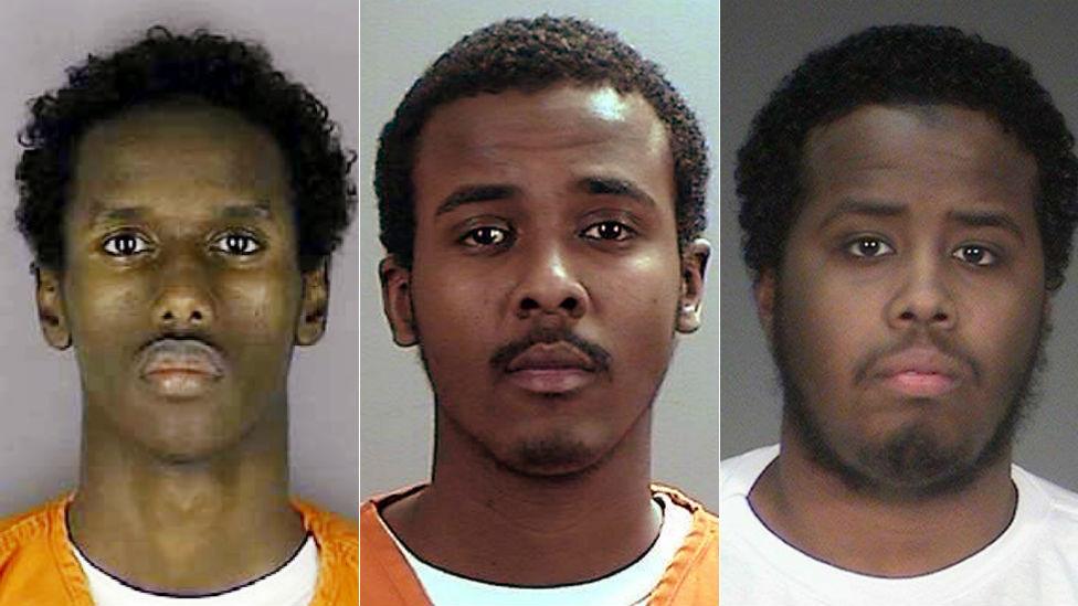 Guled Omar, left, Abdirahman Daud and Mohamed Farah