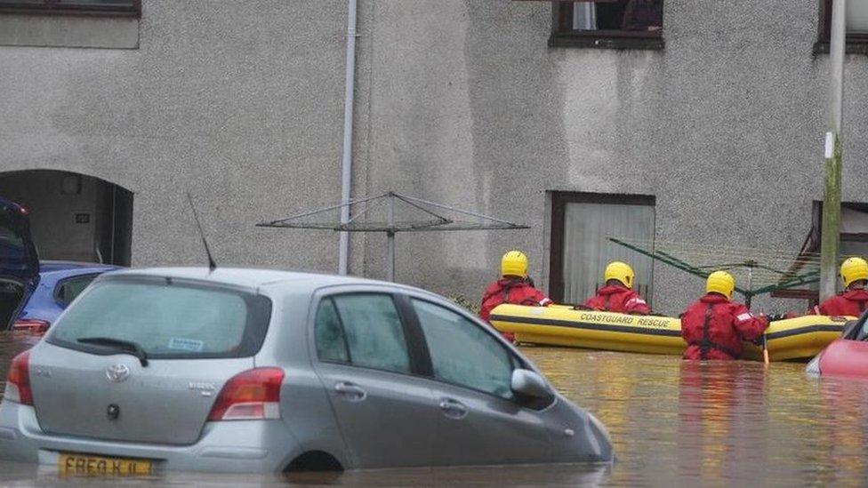 Rescue teams in Brechin