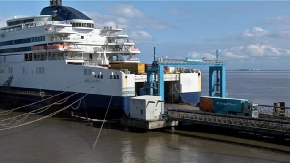 Freight being loaded on ferry