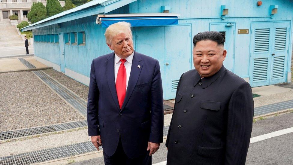 Trump meets with North Korean leader Kim Jong Un at the DMZ on the border of North and South Korea