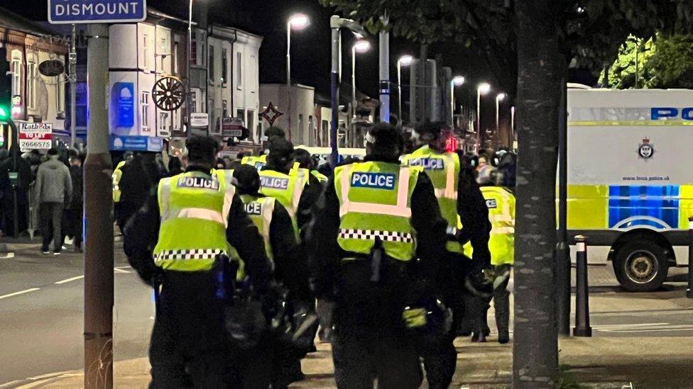 Police officers in Leicester on 18 September 2022