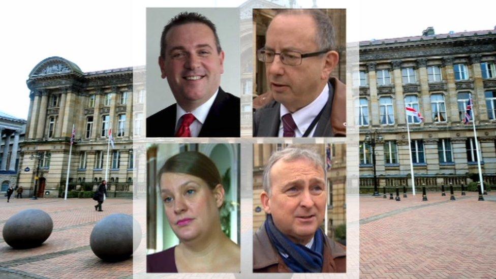 The leadership candidates: Clockwise from top right: Barry Henley, Ian Ward, Penny Holbrook and John Clancy