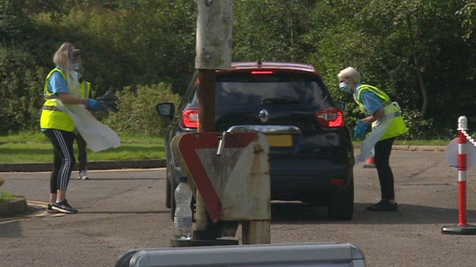 Testing at a drive-in mobile unit in Rhondda Cynon Taf on Saturday