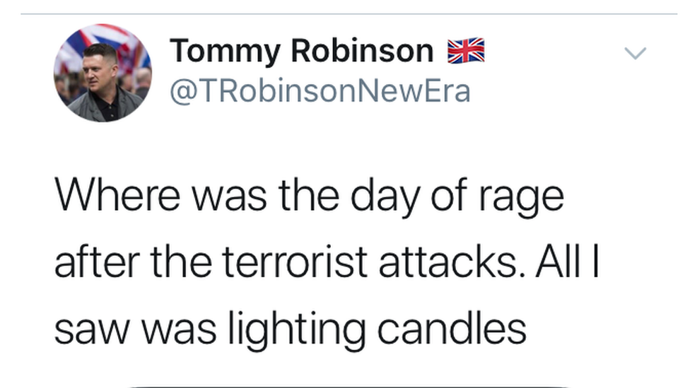 A Tommy Robinson tweet