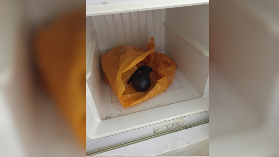 A grenade in a fridge