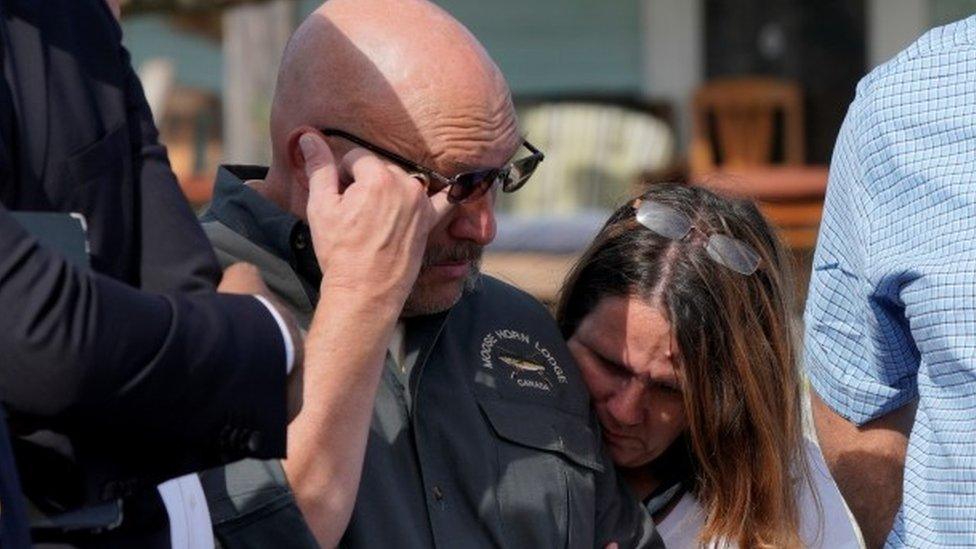 Pastor Frank Pomeroy with his wife Sherri the day after the Texas church shooting, 6 November 2017