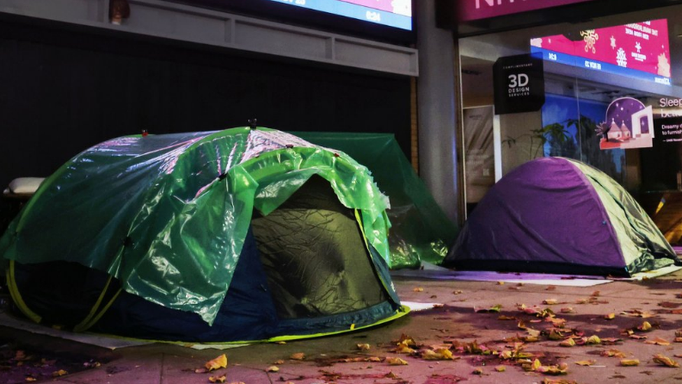 Tents occupied by rough sleepers