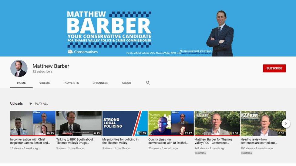 Matthew Barber's YouTube page