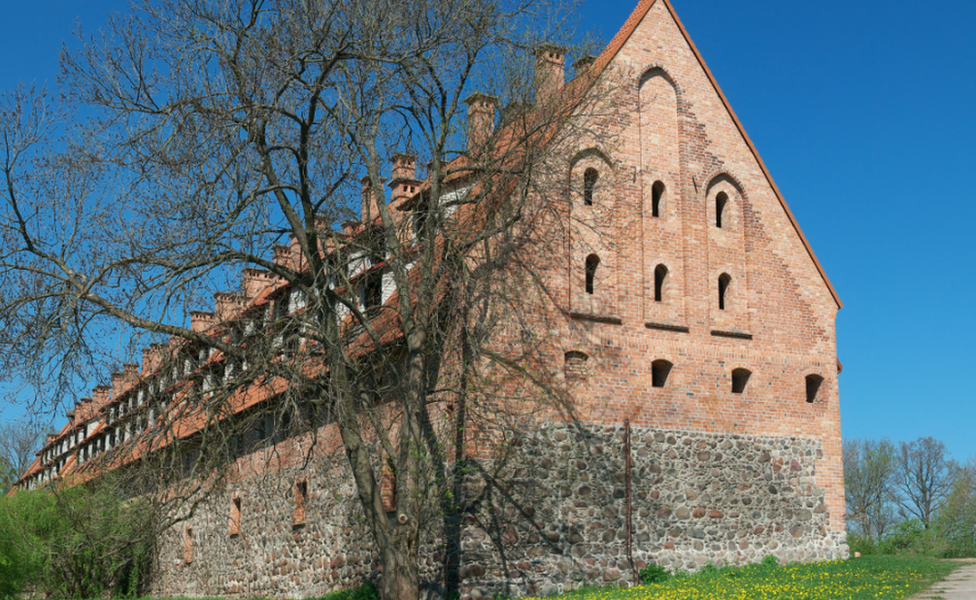 An exterior view of Eylau Castle, Bagrationovsk, Russia