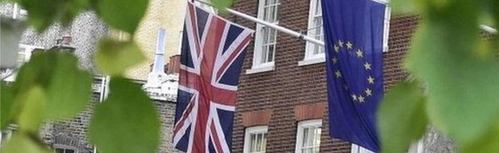 Flags in Smith Square, UK