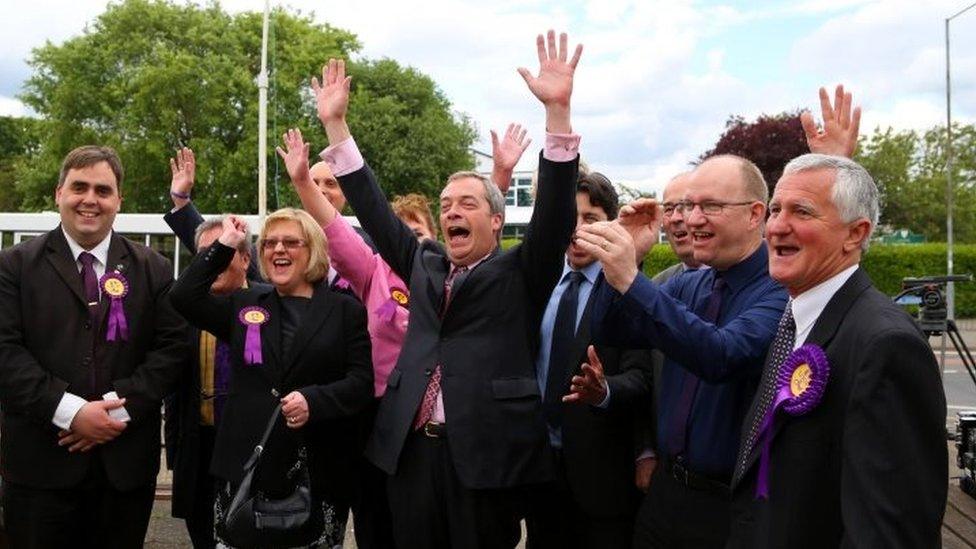 Nigel Farage with UKIP supporters