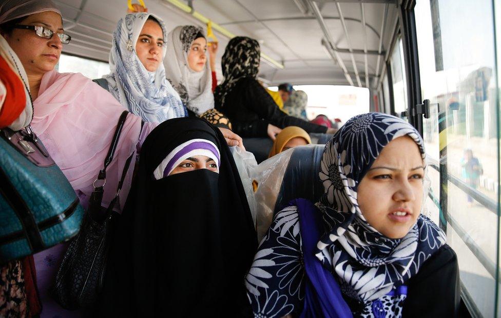 Passengers on ladies-only bus