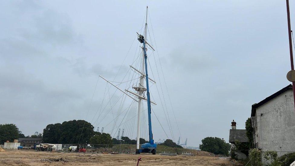 Royal Navy training mast in in Shotley Gate, Suffolk