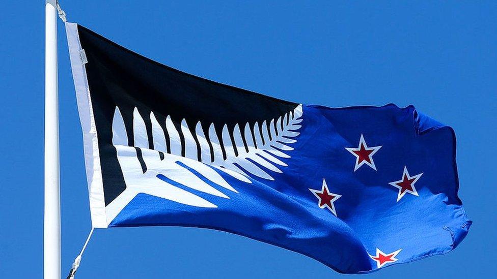 Silver Fern (Black, White and Blue), by Kyle Lockwood, flies on top of the Wellington Town Hall on 12 October 2015 in Wellington, New Zealand.