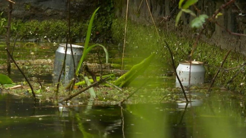 Rubbish in canal in Dudley