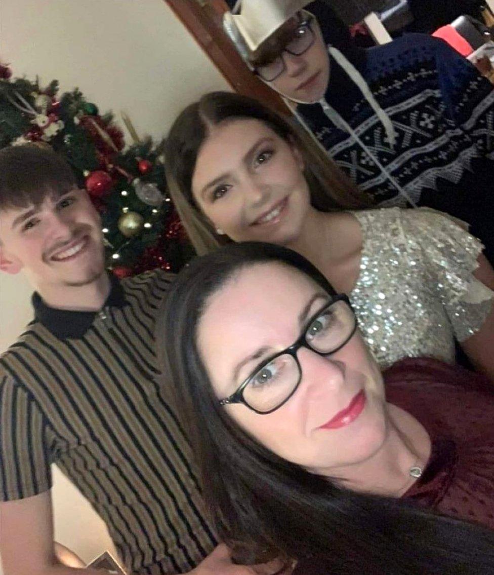 Dylan, left, with sister Morgan, mum Amanda and brother Kian.