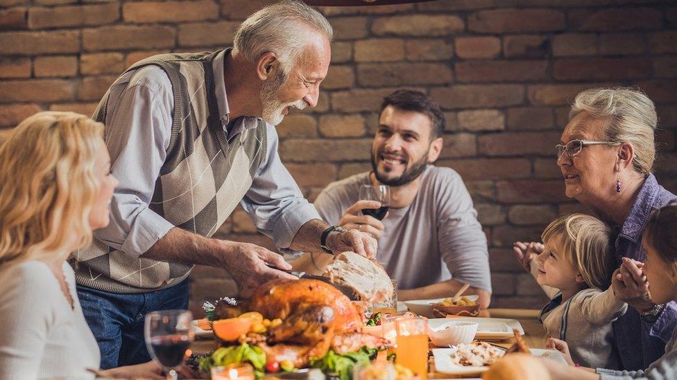 Family at Thanksgiving dinner