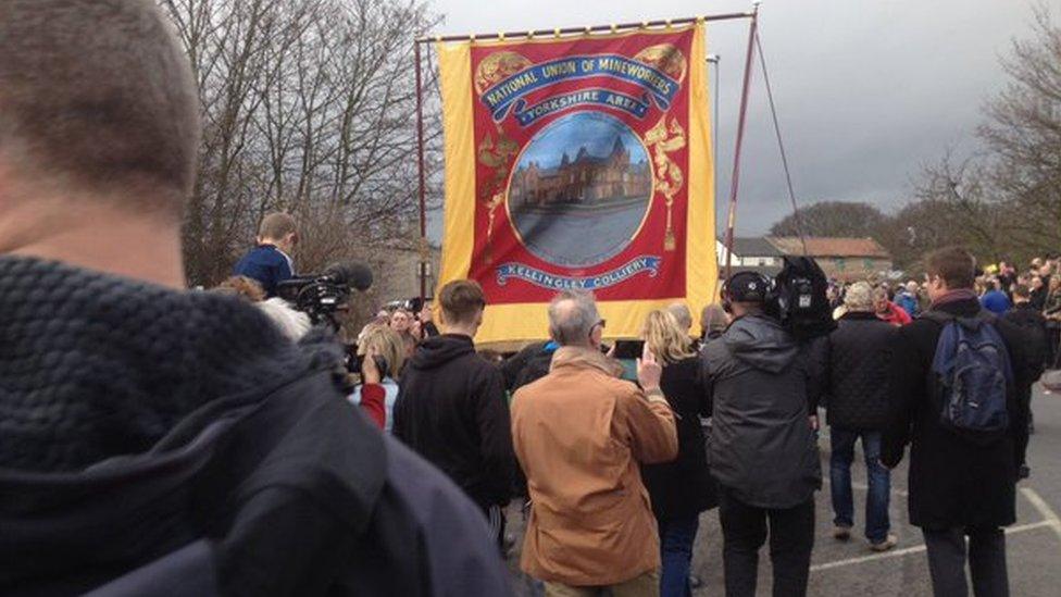 Supporters marched from Knottingley town hall to Kellingley Miners Welfare Club