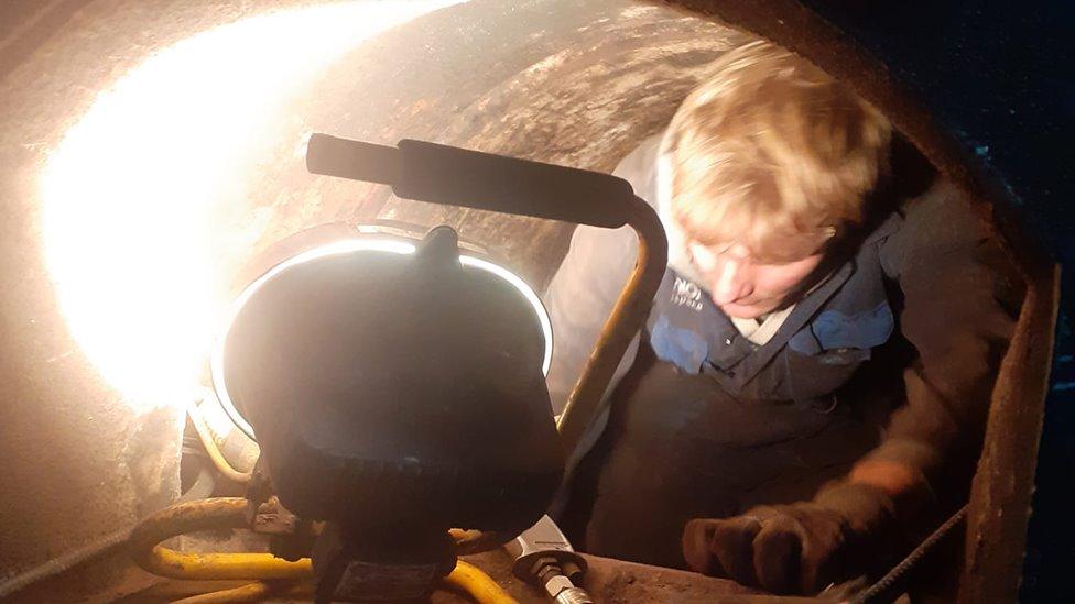 Cleaning inside the boiler